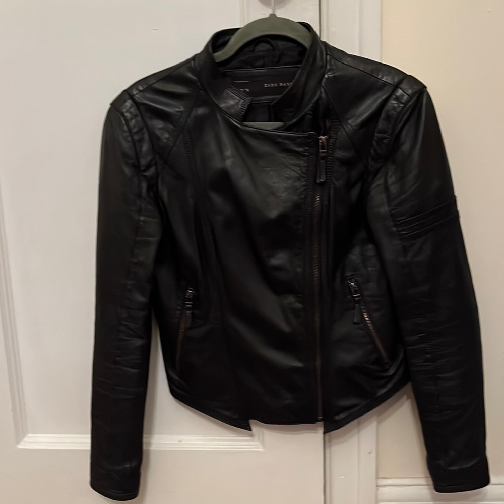 Faux leather moto jacket